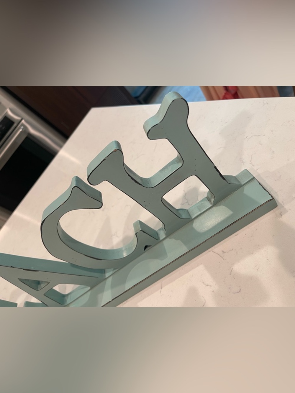 Wooden 'BEACH' Decorative Sign in Seafoam Blue - 24” - Picture 4 of 6